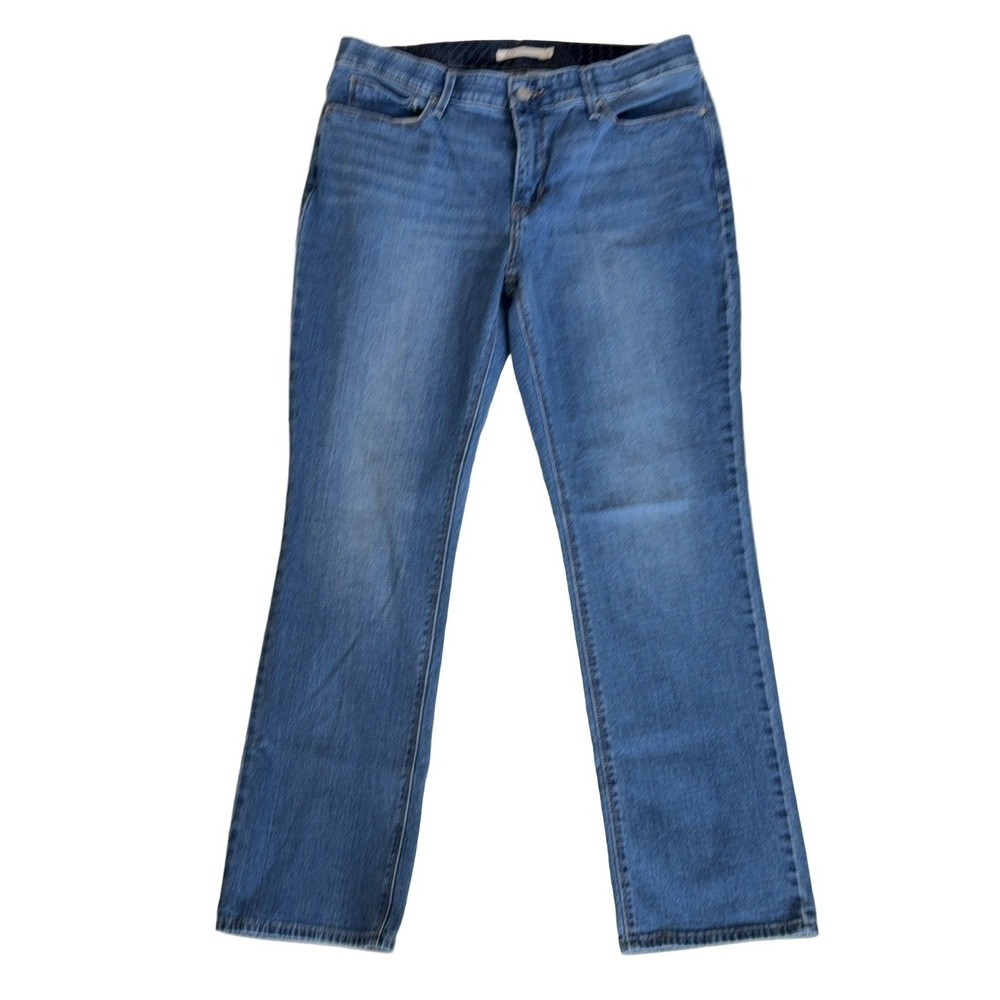 Levi's 525 Perfect Waist Straight Leg Jeans Women's 12 Petite Blue Stretch - Picture 1 of 6